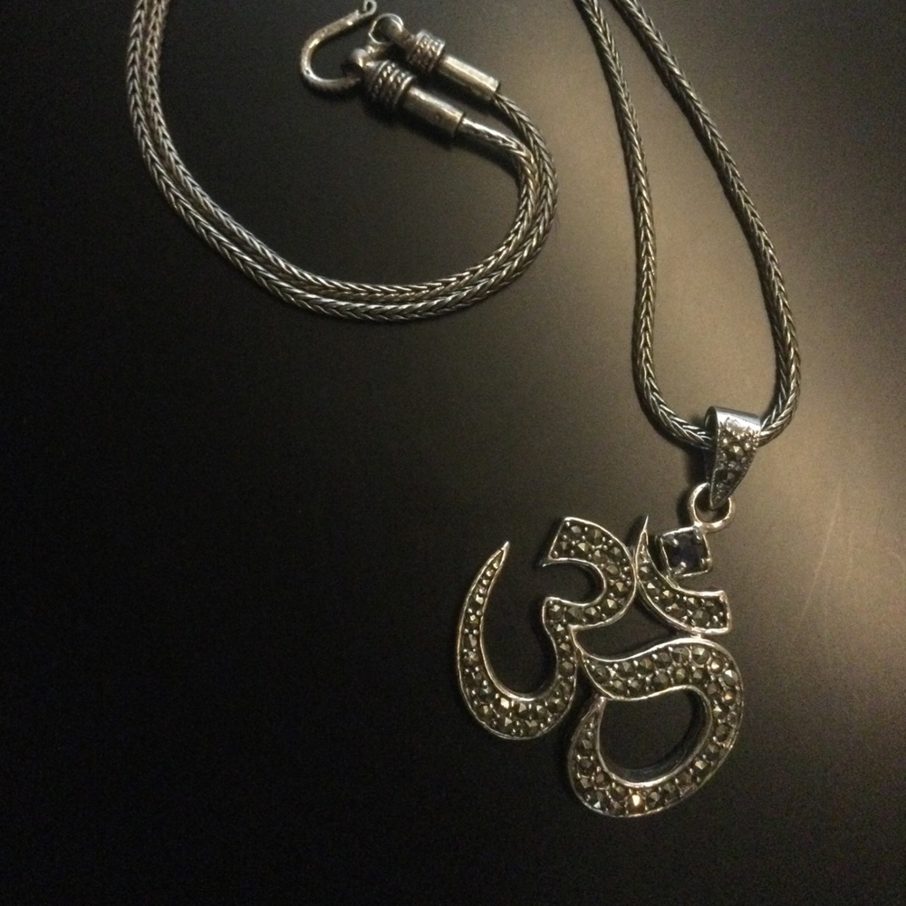 .925 sterling silver Marcasite Ohm necklace